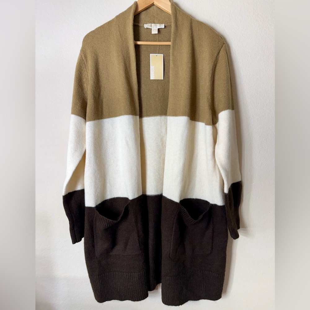 Michael Kors Tan Cream Brown Cardigan